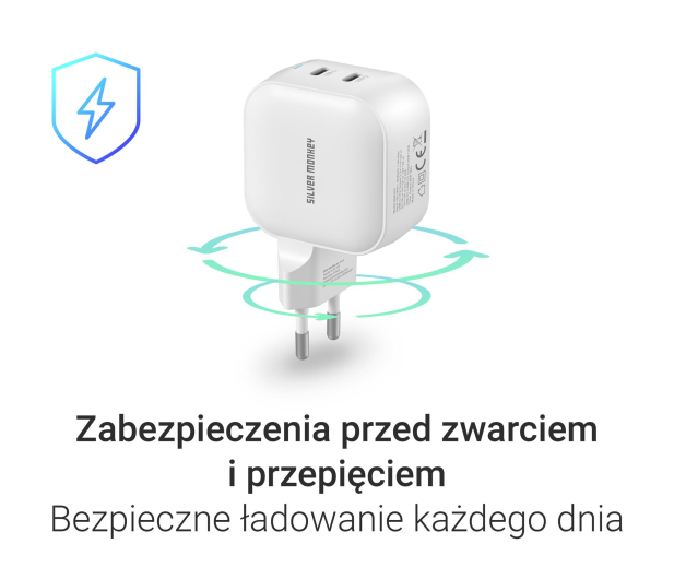 Silver Monkey Ładowarka GaN Smart Duo 48W PD Biała - 1417245 - zdjęcie 5